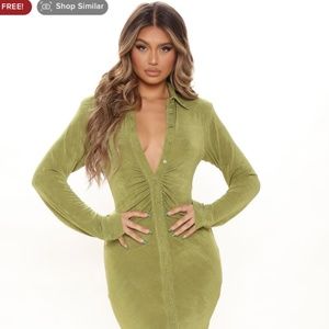 Tall Nights to Remember Shirt Dress - Green